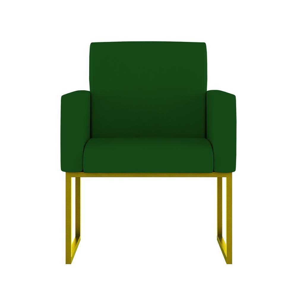 Kit 02 Poltronas Com Base De Ferro Dourado Reforçada Balaqui Decor Verde - 3