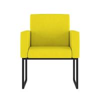 Kit 02 Poltronas Com Base De Ferro Preta Reforçada Balaqui Amarelo - 3