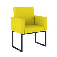 Kit 02 Poltronas Com Base De Ferro Preta Reforçada Balaqui Amarelo - 5