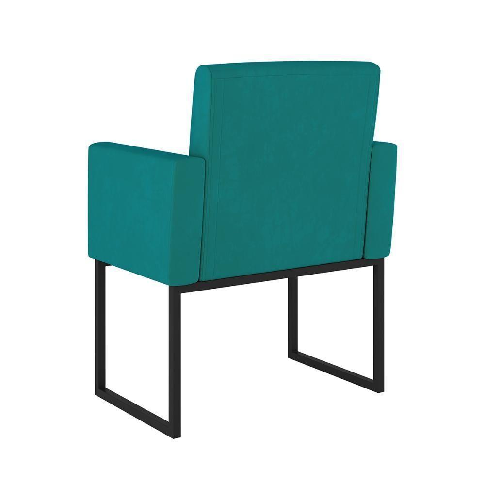 Kit 02 Poltronas Com Base De Ferro Preta Reforçada Balaqui Azul Turquesa - 2