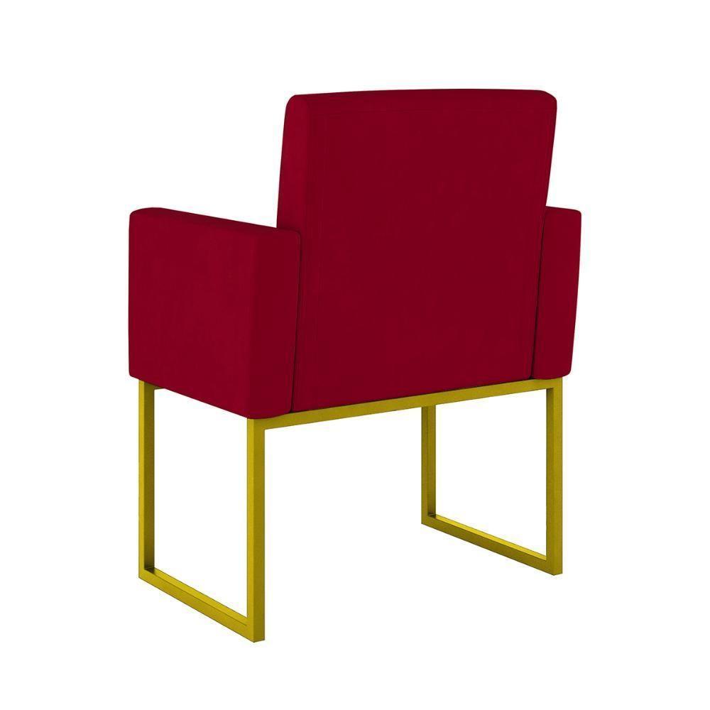 Kit 02 Poltronas Com Base De Ferro Dourado Reforçada Balaqui Decor Vermelho - 2