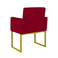 Kit 02 Poltronas Com Base De Ferro Dourado Reforçada Balaqui Decor Vermelho - 2