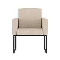 Kit 02 Poltronas Com Base De Ferro Preta Reforçada Balaqui Bege - 3