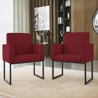 Kit 02 Poltronas Base De Ferro Preta Reforçada Balaqui Decor Marsala - 5