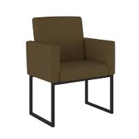 Kit 02 Poltronas Base De Ferro Preta Reforçada Balaqui Decor Marrom