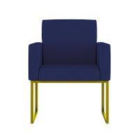 Kit 02 Poltronas Com Base De Ferro Dourado Reforçada Balaqui Azul Marinho - 3