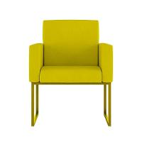 Kit 02 Poltronas Com Base De Ferro Dourado Reforçada Balaqui Amarelo - 3