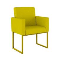 Kit 02 Poltronas Com Base De Ferro Dourado Reforçada Balaqui Amarelo