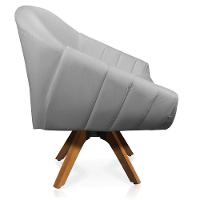 Kit 02 Poltronas Giratória Giovana Corino Base Madeira Mm30 - 3