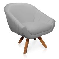 Kit 02 Poltronas Giratória Giovana Corino Base Madeira Mm30 - 6