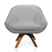 Kit 02 Poltronas Giratória Giovana Corino Base Madeira Mm30 - 7