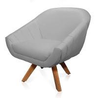 Kit 02 Poltronas Giratória Giovana Corino Base Madeira Mm30 - 8