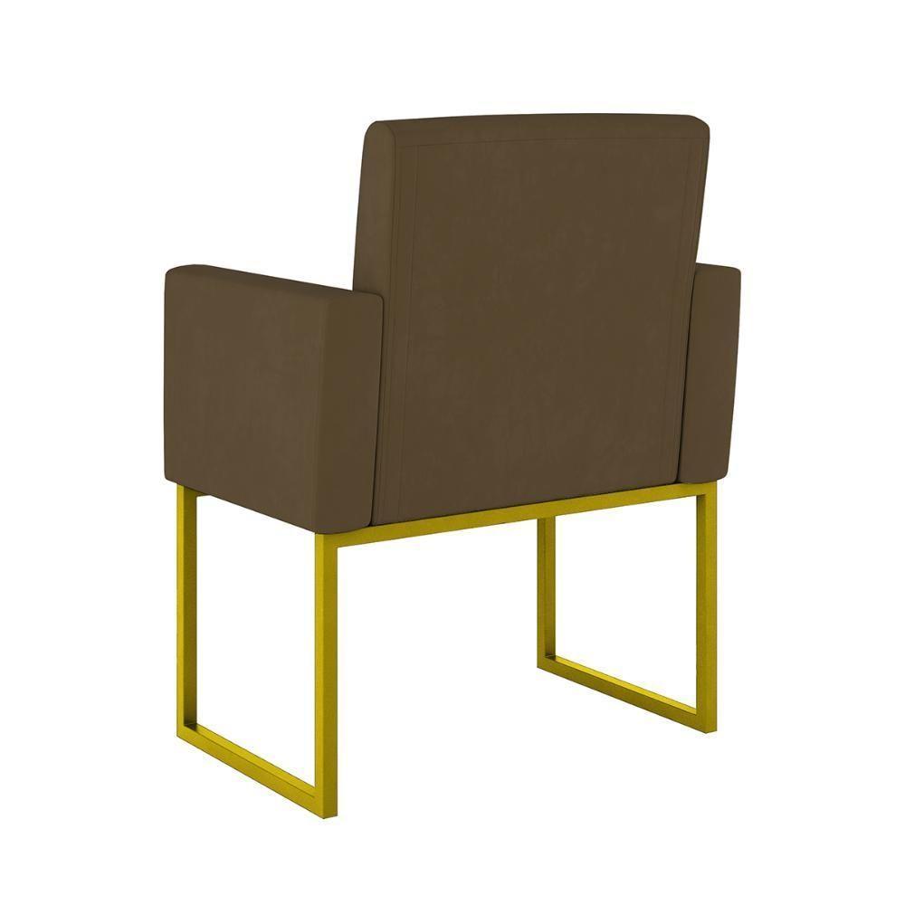 Kit 02 Poltronas Com Base De Ferro Dourado Reforçada Balaqui Marrom - 2