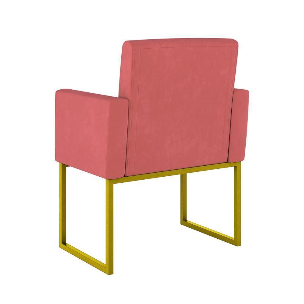 Kit 02 Poltronas Com Base De Ferro Dourado Reforçada Balaqui Rosa - 2