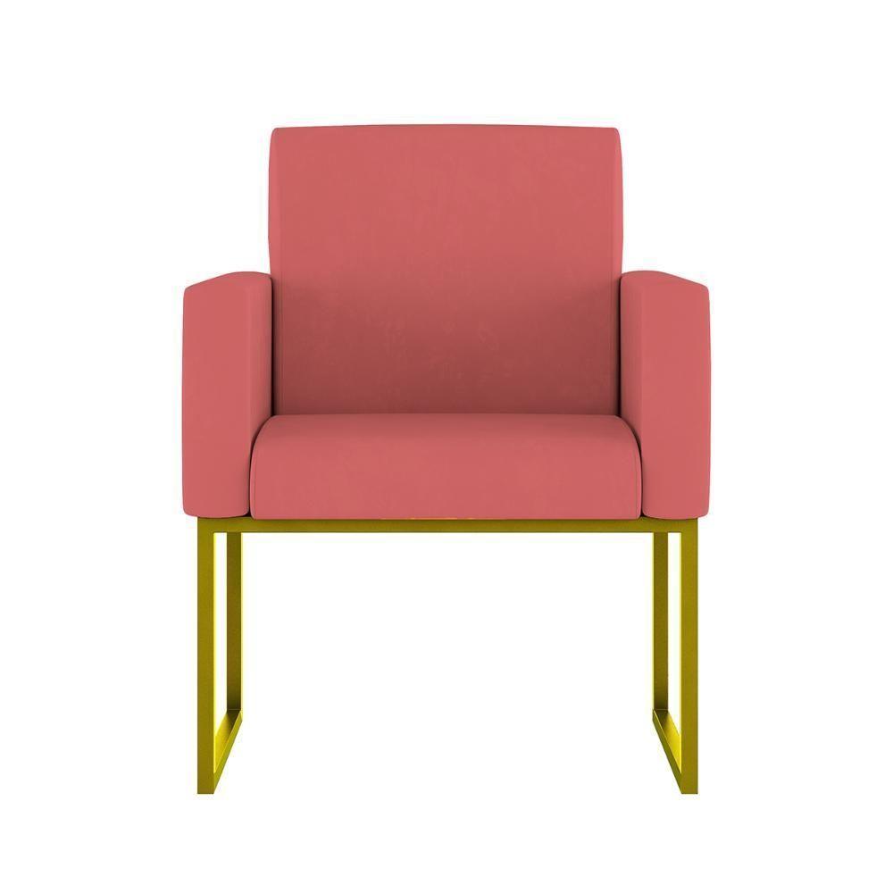 Kit 02 Poltronas Com Base De Ferro Dourado Reforçada Balaqui Rosa - 3
