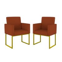 Kit 02 Poltronas Com Base De Ferro Dourado Reforçada Balaqui Terracota - 1