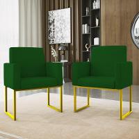 Kit 02 Poltronas Com Base De Ferro Dourado Reforçada Balaqui Verde - 5
