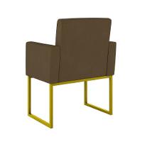 Kit 02 Poltronas Com Base De Ferro Dourado Reforçada Balaqui Decor Marrom - 2