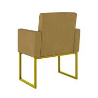 Kit 02 Poltronas Com Base De Ferro Dourado Reforçada Balaqui Decor Capuccino - 2