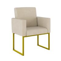 Kit 02 Poltronas Com Base De Ferro Dourado Reforçada Balaqui Decor Bege