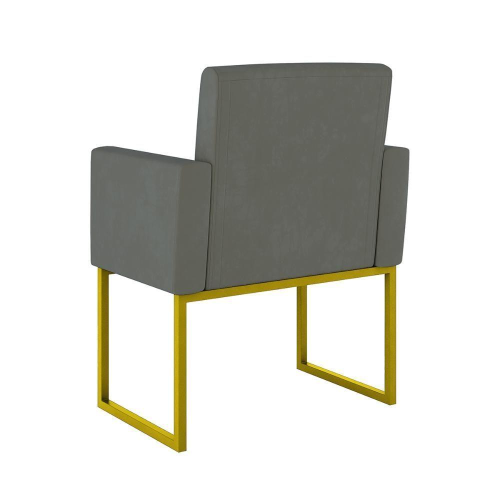 Kit 02 Poltronas Com Base De Ferro Dourado Reforçada Balaqui Decor Cinza - 2