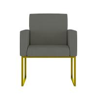 Kit 02 Poltronas Com Base De Ferro Dourado Reforçada Balaqui Decor Cinza - 3