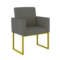 Kit 02 Poltronas Com Base De Ferro Dourado Reforçada Balaqui Decor Cinza
