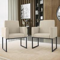 Kit 2 Poltronas + Namoradeira 2 Lugares Para Recepção Bege - 8
