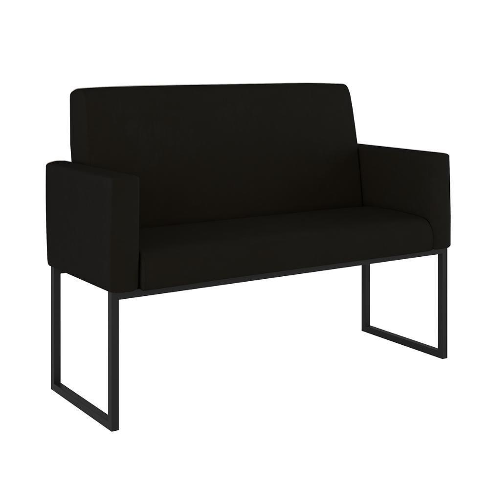Kit 2 Poltronas + Namoradeira 2 Lugares Para Recepção Preto - 6