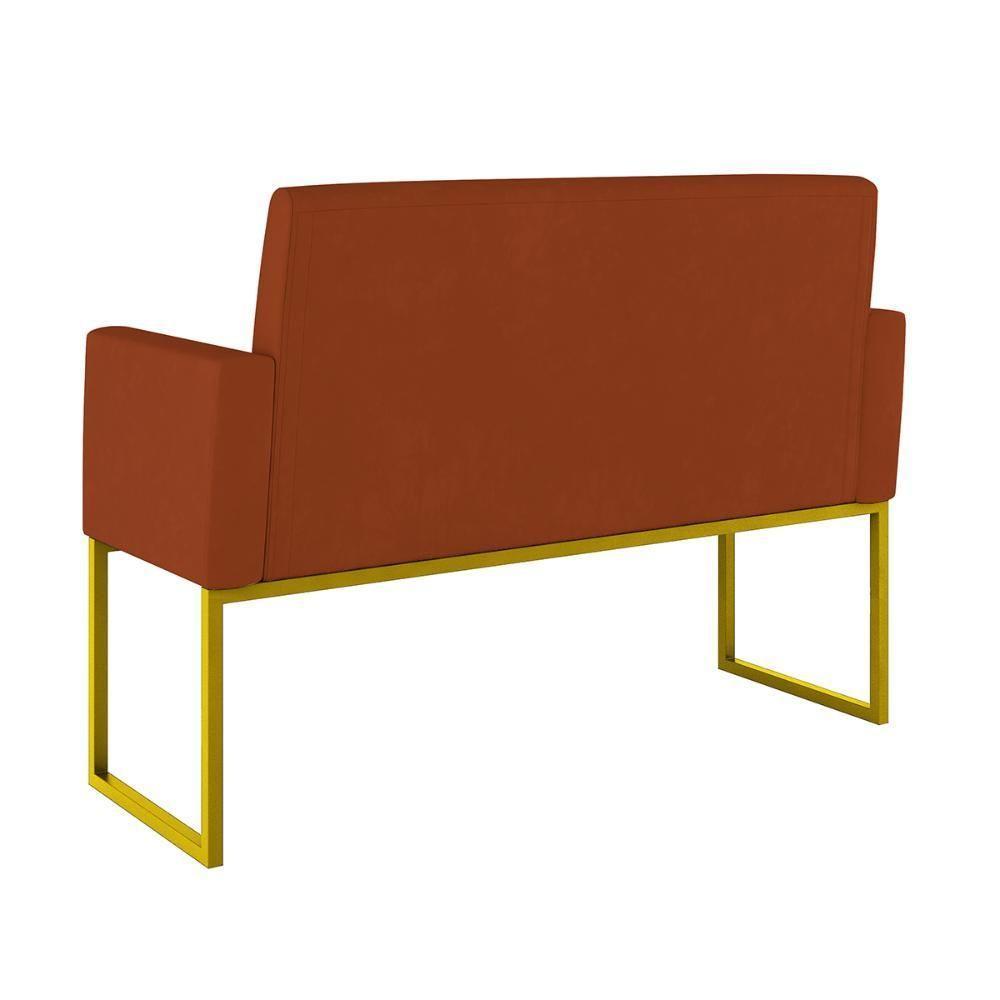 Kit 2 Poltronas + Namoradeira 2 Lugares Recepção Base Dourada Terracota - 8