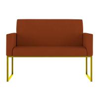 Kit 2 Poltronas + Namoradeira 2 Lugares Recepção Base Dourada Terracota - 6