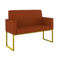 Kit 2 Poltronas + Namoradeira 2 Lugares Recepção Base Dourada Terracota - 7