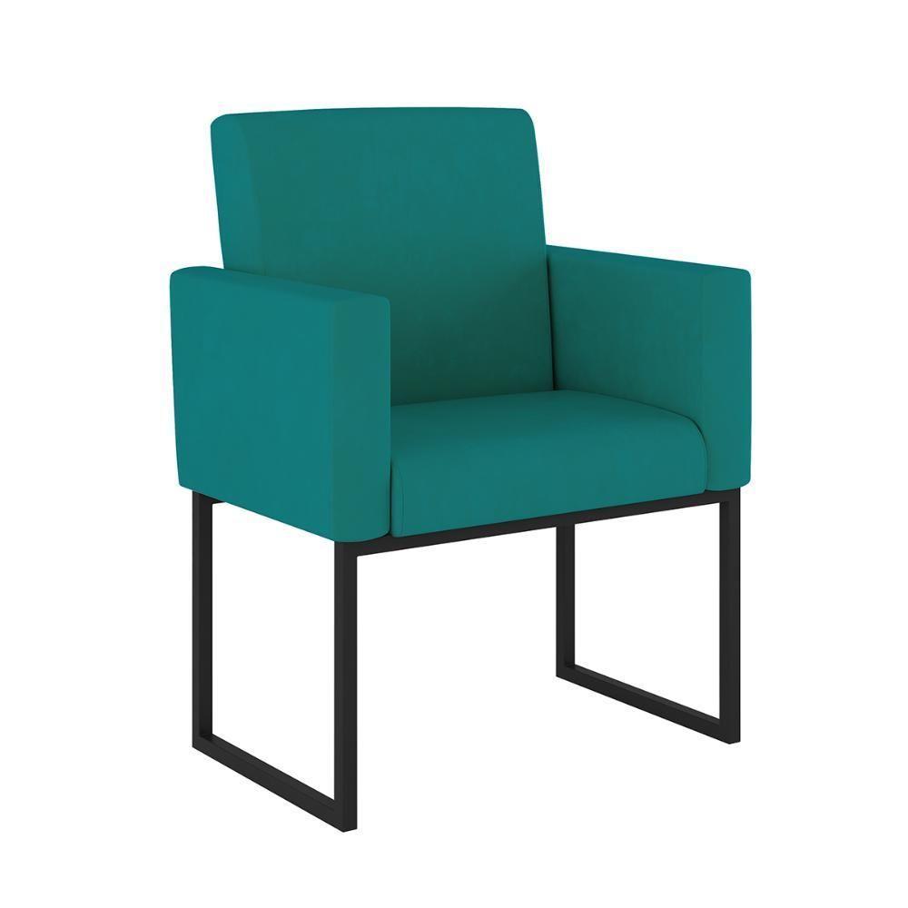 Kit 2 Poltronas + Namoradeira 2 Lugares Para Recepção Azul Turquesa - 3