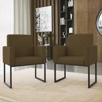 Kit 2 Poltronas + Namoradeira 2 Lugares Para Recepção Marrom
