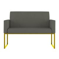 Kit 2 Poltronas + Namoradeira Lugares Recepção Base Dourada Cinza - 6