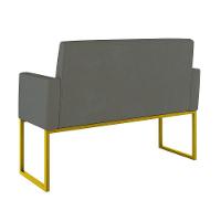 Kit 2 Poltronas + Namoradeira Lugares Recepção Base Dourada Cinza - 8