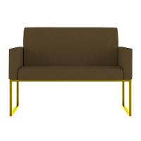 Kit 2 Poltronas + Namoradeira Lugares Recepção Base Dourada Marrom - 7