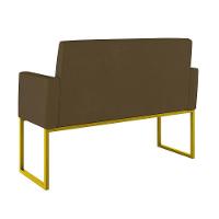 Kit 2 Poltronas + Namoradeira Lugares Recepção Base Dourada Marrom - 8