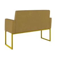 Kit 2 Poltronas + Namoradeira Lugares Recepção Base Dourada Capuccino - 8