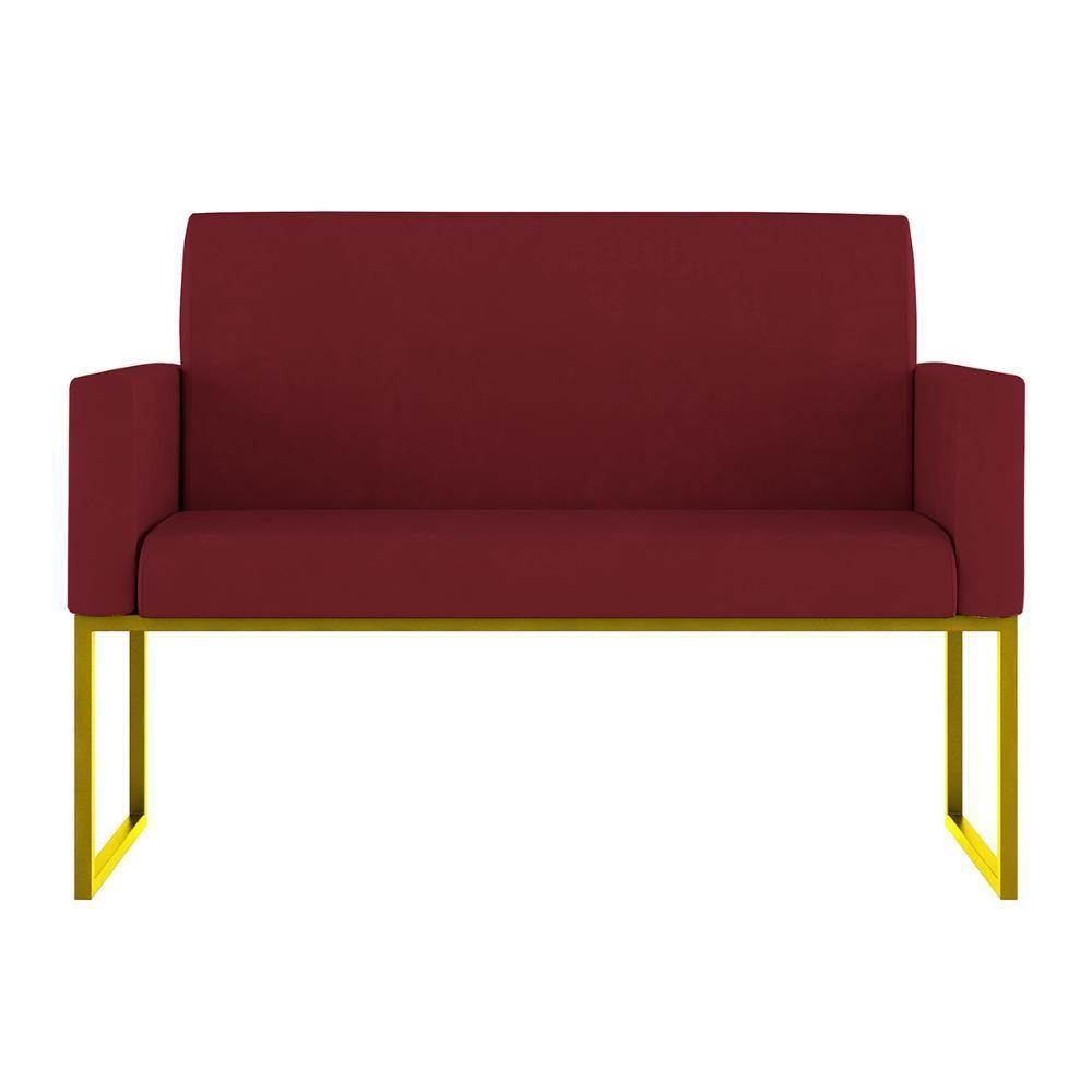 Kit Poltronas Namoradeira Lugares Recepção Base Dourada Marsala - 6