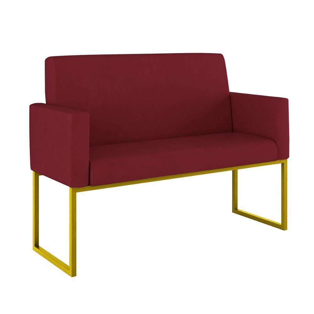 Kit Poltronas Namoradeira Lugares Recepção Base Dourada Marsala - 7