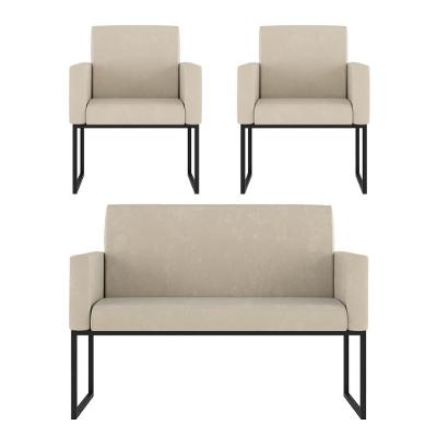 Kit 2 Poltronas + Namoradeira Para Recepção Bege