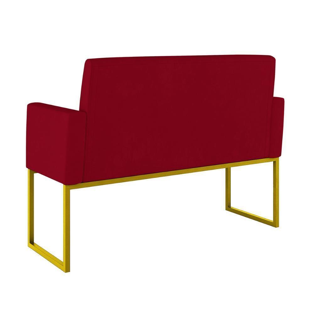 Kit 2 Poltronas + Namoradeira 2 Lugares Recepção Base Dourada Vermelho - 3