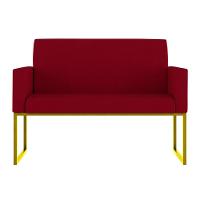 Kit 2 Poltronas + Namoradeira 2 Lugares Recepção Base Dourada Vermelho