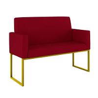 Kit 2 Poltronas + Namoradeira 2 Lugares Recepção Base Dourada Vermelho - 5