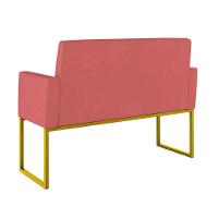 Kit 2 Poltronas + Namoradeira Lugares Recepção Base Dourada Rosa - 8