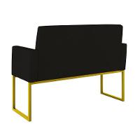 Kit 2 Poltronas + Namoradeira Lugares Recepção Base Dourada Preto - 2