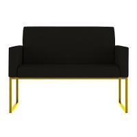 Kit 2 Poltronas + Namoradeira Lugares Recepção Base Dourada Preto - 3