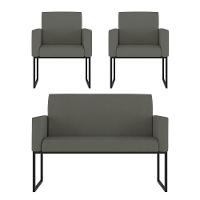 Kit 2 Poltronas + Namoradeira 2 Lugares Para Recepção Cinza - 1