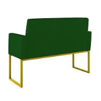 Kit 2 Poltronas + Namoradeira Lugares Recepção Base Dourada Verde